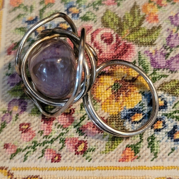 Amethyst Stone Wire Wrap Ring - Picture 2 of 4